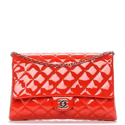 chanel red patent clutch|Chanel vintage clutch with chain.